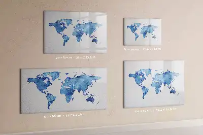 Quadro magnético para desenhar estampa de mapa-múndi em aquarela