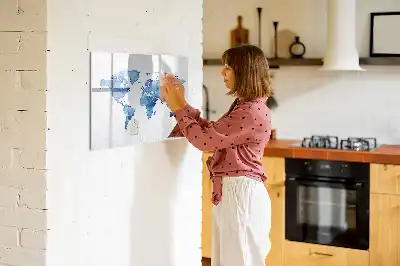 Quadro magnético para desenhar estampa de mapa-múndi em aquarela