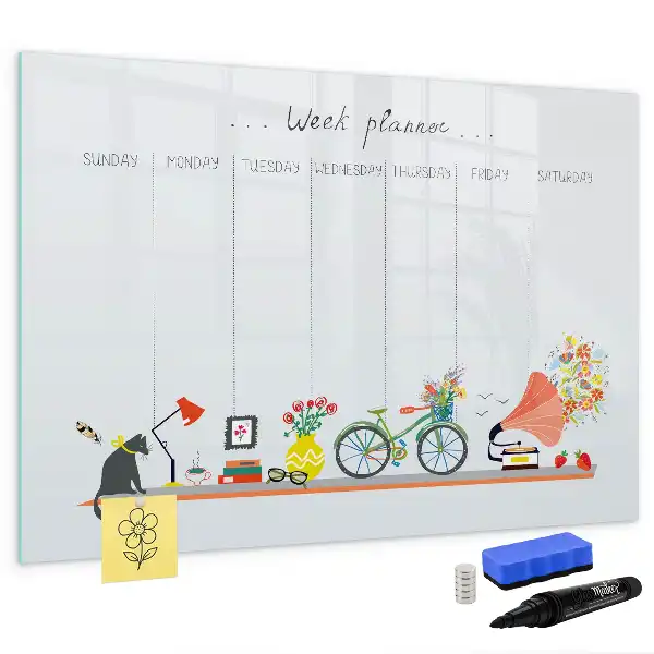 Quadro magnético para escrever planner semanal