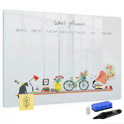 Quadro magnético para escrever planner semanal