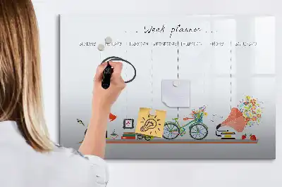 Quadro magnético para escrever planner semanal