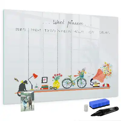 Quadro magnético para escrever planner semanal