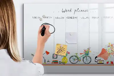 Quadro magnético para escrever planner semanal