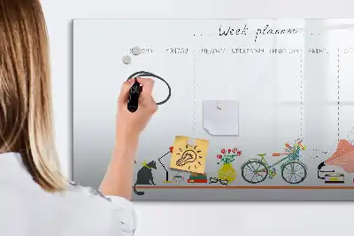 Quadro magnético para escrever planner semanal