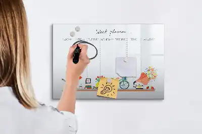 Quadro magnético para escrever planner semanal