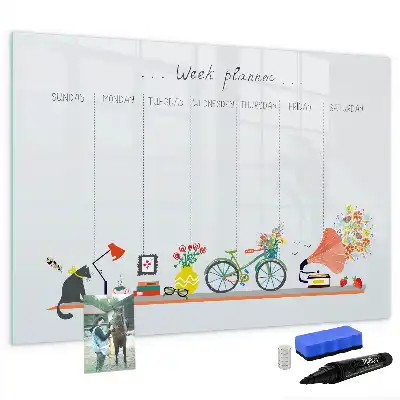 Quadro magnético para escrever planner semanal
