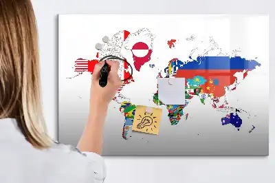 Mapa de bandeiras nacionais quadro magnético para escrever
