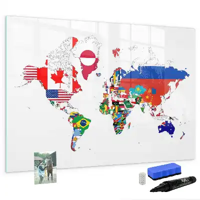 Mapa de bandeiras nacionais quadro magnético para escrever