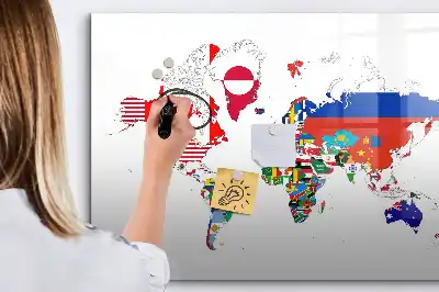 Mapa de bandeiras nacionais quadro magnético para escrever