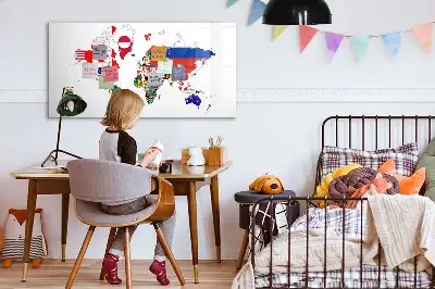 Mapa de bandeiras nacionais quadro magnético para escrever