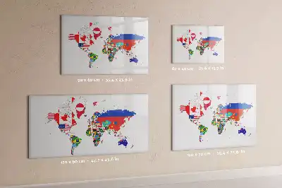 Mapa de bandeiras nacionais quadro magnético para escrever