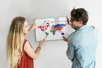 Mapa de bandeiras nacionais quadro magnético para escrever