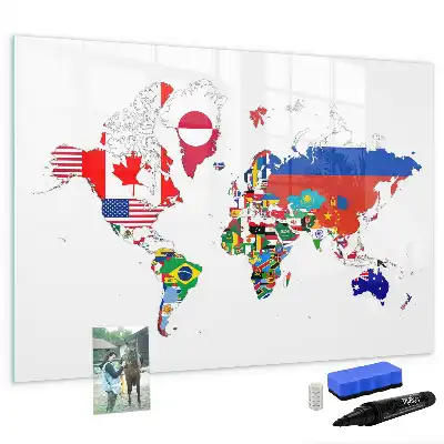 Mapa de bandeiras nacionais quadro magnético para escrever
