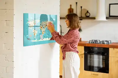 Quadro magnético para escrever mapa-múndi com animais