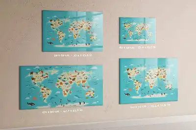 Quadro magnético para escrever mapa-múndi com animais