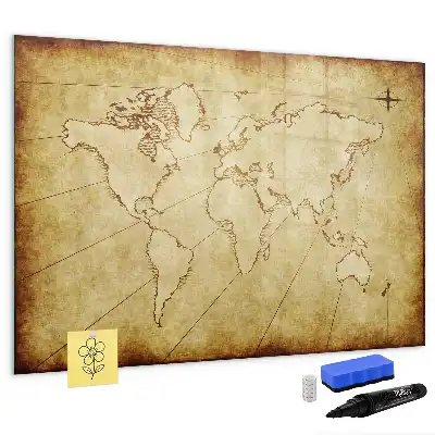 Mapa-múndi antigo quadro magnético para desenhar
