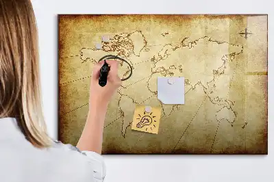 Mapa-múndi antigo quadro magnético para desenhar