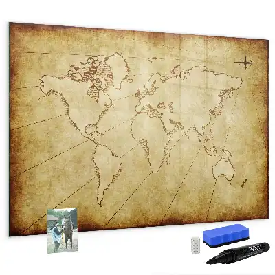 Mapa-múndi antigo quadro magnético para desenhar