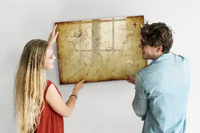 Mapa-múndi antigo quadro magnético para desenhar