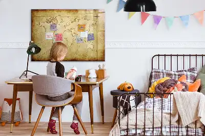 Mapa-múndi antigo quadro magnético para desenhar