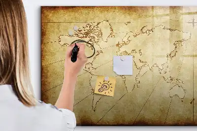 Mapa-múndi antigo quadro magnético para desenhar