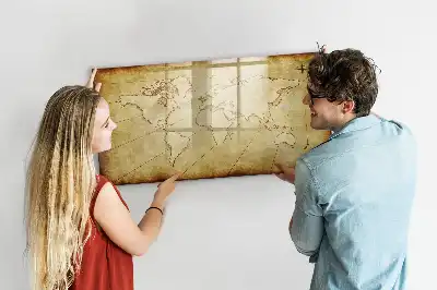 Mapa-múndi antigo quadro magnético para desenhar