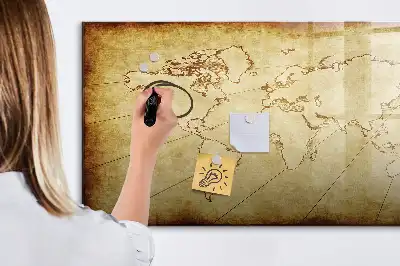 Mapa-múndi antigo quadro magnético para desenhar
