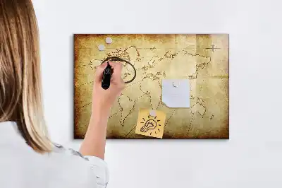 Mapa-múndi antigo quadro magnético para desenhar