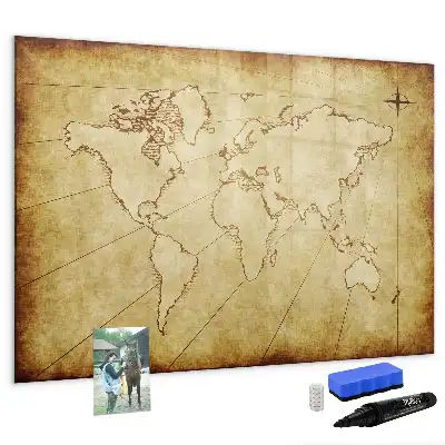 Mapa-múndi antigo quadro magnético para desenhar