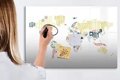 Quadro magnético para escrever temas de nomes dos países