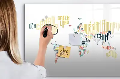 Quadro magnético para escrever temas de nomes dos países