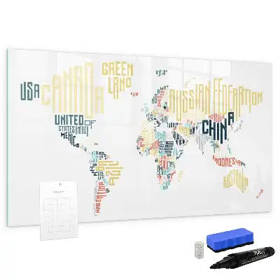 Quadro magnético para escrever temas de nomes dos países