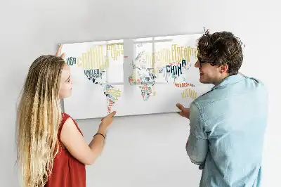 Quadro magnético para escrever temas de nomes dos países