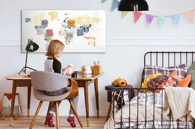 Quadro magnético para escrever temas de nomes dos países