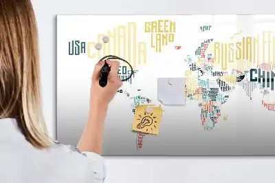 Quadro magnético para escrever temas de nomes dos países