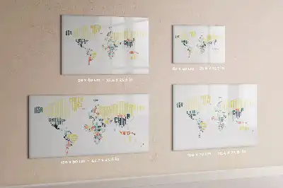 Quadro magnético para escrever temas de nomes dos países