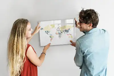 Quadro magnético para escrever temas de nomes dos países