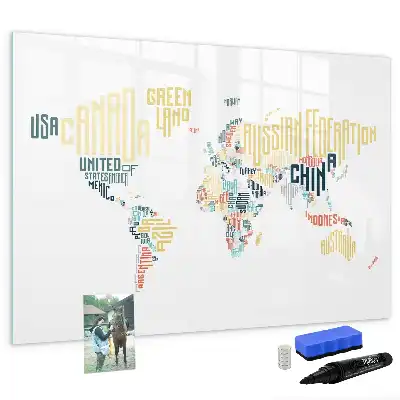 Quadro magnético para escrever temas de nomes dos países