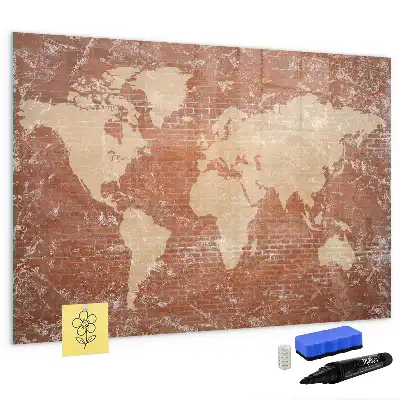 Quadro magnético para desenhar modelo mapa-múndi em tijolos