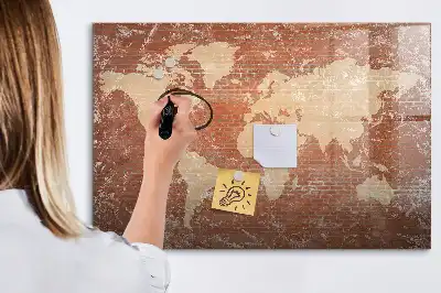 Quadro magnético para desenhar modelo mapa-múndi em tijolos