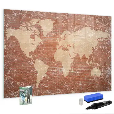 Quadro magnético para desenhar modelo mapa-múndi em tijolos
