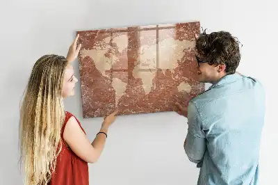 Quadro magnético para desenhar modelo mapa-múndi em tijolos