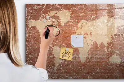 Quadro magnético para desenhar modelo mapa-múndi em tijolos