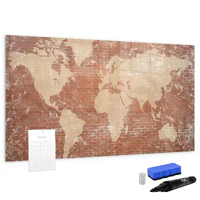 Quadro magnético para desenhar modelo mapa-múndi em tijolos