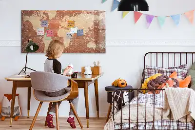 Quadro magnético para desenhar modelo mapa-múndi em tijolos