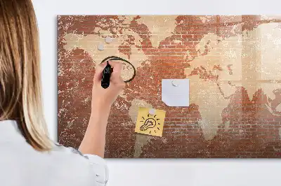 Quadro magnético para desenhar modelo mapa-múndi em tijolos
