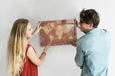 Quadro magnético para desenhar modelo mapa-múndi em tijolos