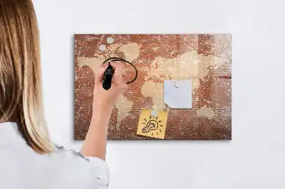 Quadro magnético para desenhar modelo mapa-múndi em tijolos