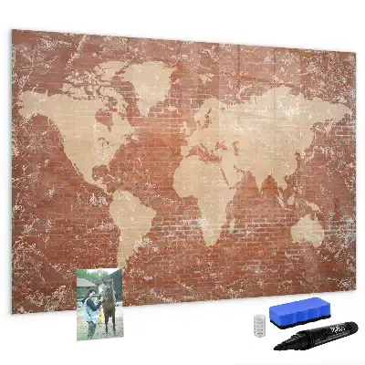 Quadro magnético para desenhar modelo mapa-múndi em tijolos