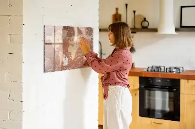 Quadro magnético para desenhar modelo mapa-múndi em tijolos